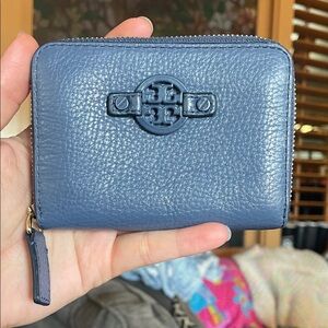 Tory Burch Navy Leather Card Holder
